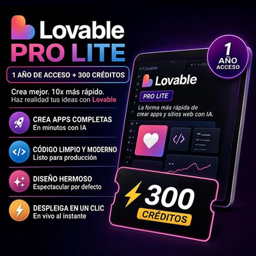 Lovable Pro Lite por 12 Meses